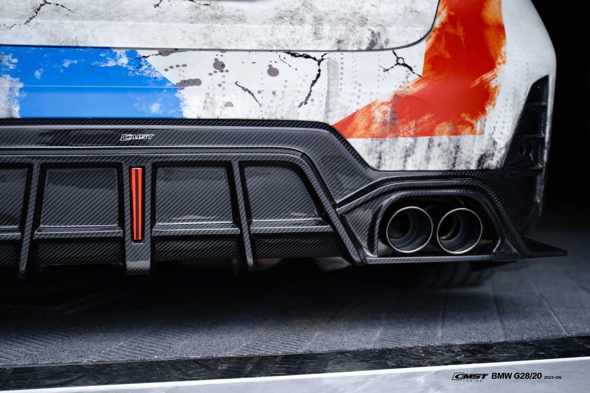 BMW 3 Series 330i M340i G20 G21 LCI 2023-ON (fitment for 330i requires M-Sport package bumper) with Aftermarket Parts - Pre-preg Carbon & FRP Rear Diffuser from CMST Tuning