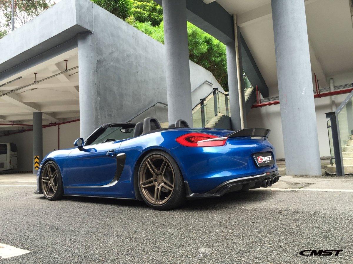 Porsche 981 Boxster (Base / S / GTS) 2012 2013 2014 2015 2016 with Aftermarket Parts - Rear Diffuser Carbon Fiber / FRP from CMST Tuning