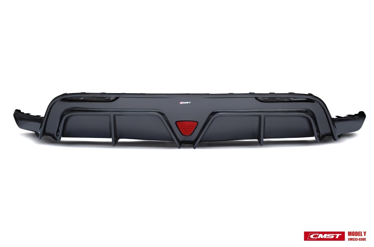 Tesla Model Y Performance AWD Long Range RWD Standard 2020-ON with Aftermarket Parts - V2 Style Rear Diffuser Carbon Fiber / FRP from CMST Tuning