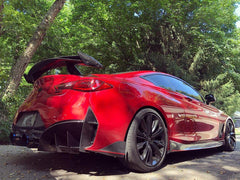Infiniti Q60 Red Sport 400 Premium Luxe Sport Pure 2017-2022 with Aftermarket Parts - Project Black S Concept Style Rear Spoiler Wing Carbon Fiber/FRP from CMST Tuning