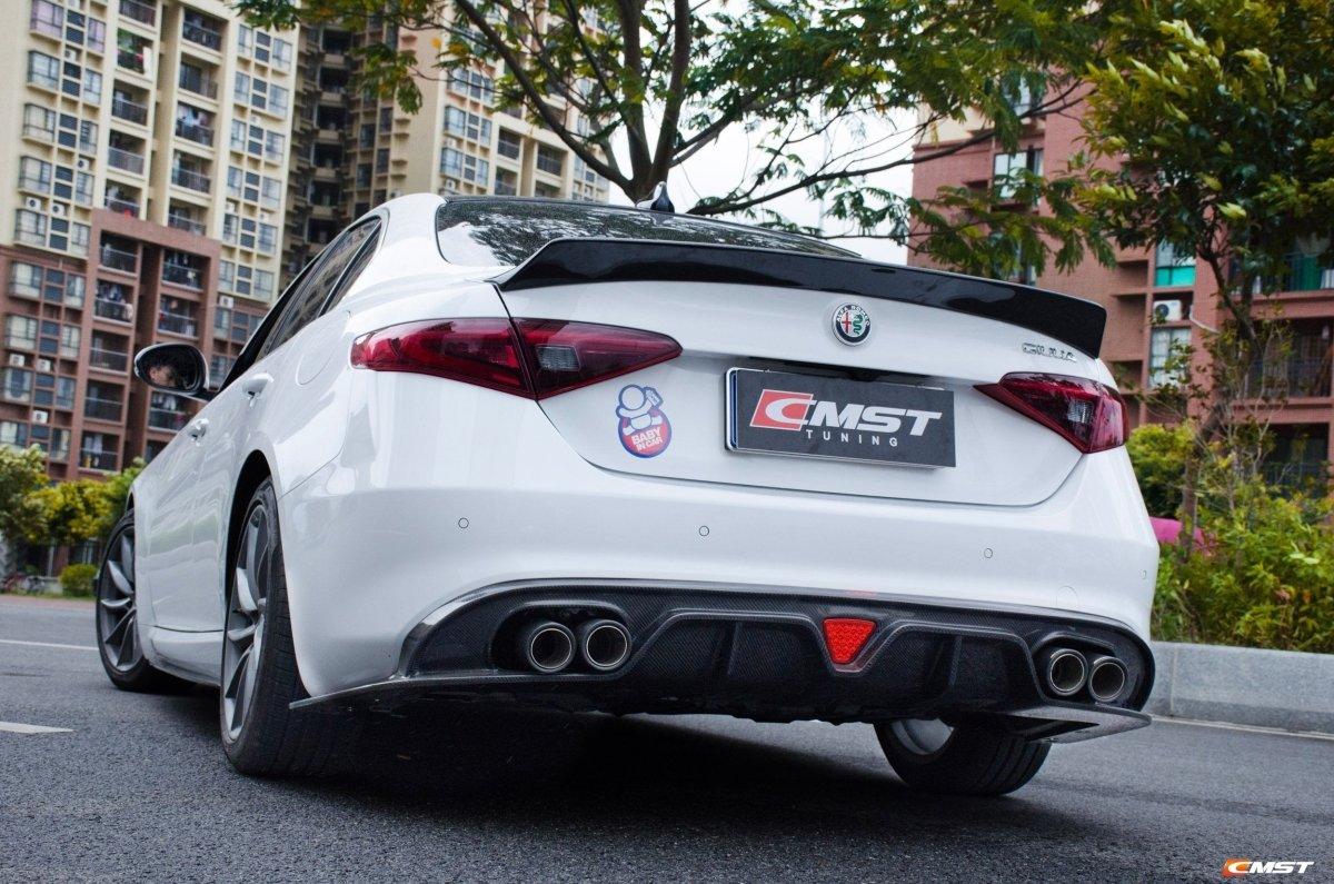 Alfa Romeo Giulia Quadrifoglio Sport Veloce Ti Sprint RWD AWD Lusso Base 2017 2018 2019 2020 2021 2022 2023 2024 2025 with Aftermarket Parts - Rear Spoiler Carbon Fiber / FRP from CMST Tuning