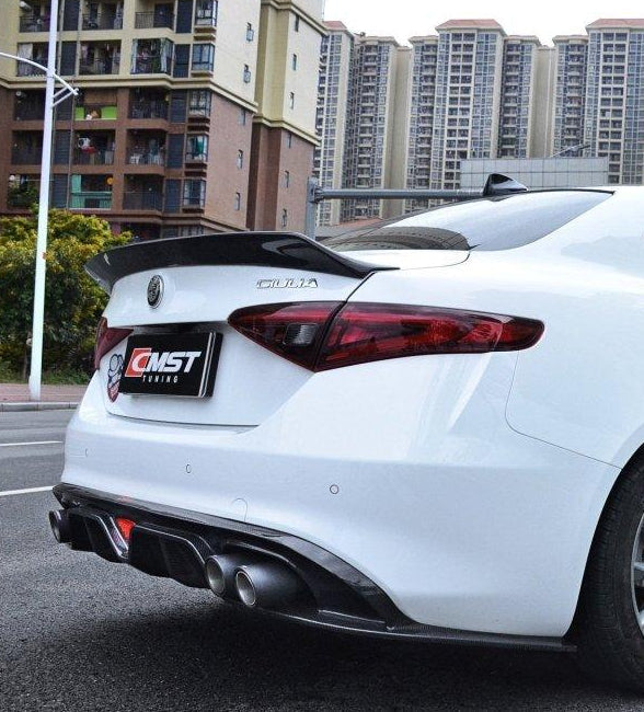 Alfa Romeo Giulia Quadrifoglio Sport Veloce Ti Sprint RWD AWD Lusso Base 2017 2018 2019 2020 2021 2022 2023 2024 2025 with Aftermarket Parts - Rear Spoiler Carbon Fiber / FRP from CMST Tuning