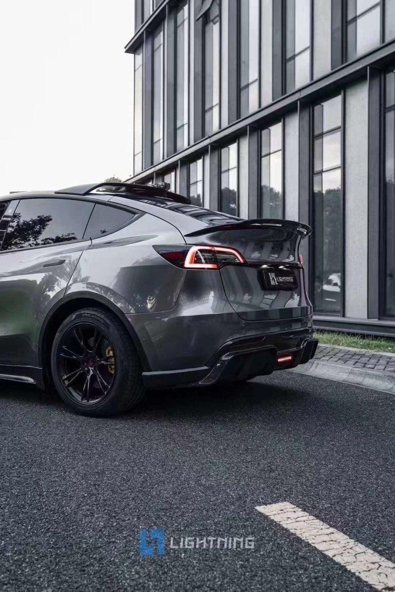 Tesla Model Y Performance AWD Long Range RWD Standard 2020-ON with Aftermarket Parts - V1 Style Rear Trunk Spoiler Carbon Fiber / FRP from CMST Tuning