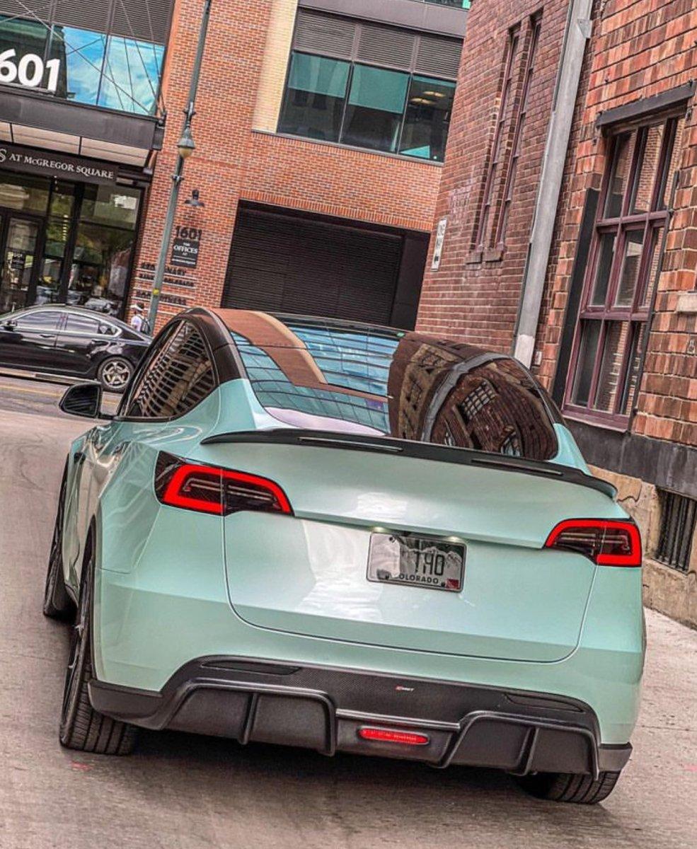 Tesla Model Y Performance AWD Long Range RWD Standard 2020-ON with Aftermarket Parts - V1 Style Rear Trunk Spoiler Carbon Fiber / FRP from CMST Tuning