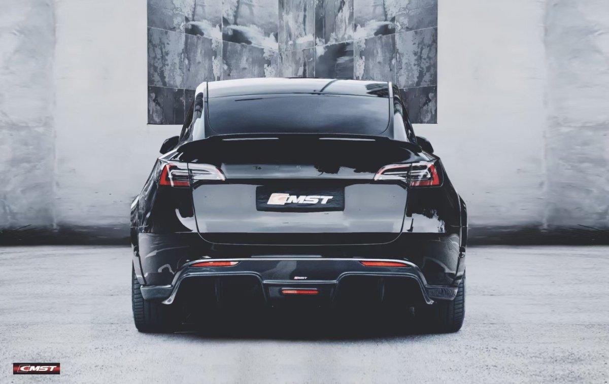 Tesla Model Y Performance AWD Long Range RWD Standard 2020-ON with Aftermarket Parts - V1 Style Rear Trunk Spoiler Carbon Fiber / FRP from CMST Tuning