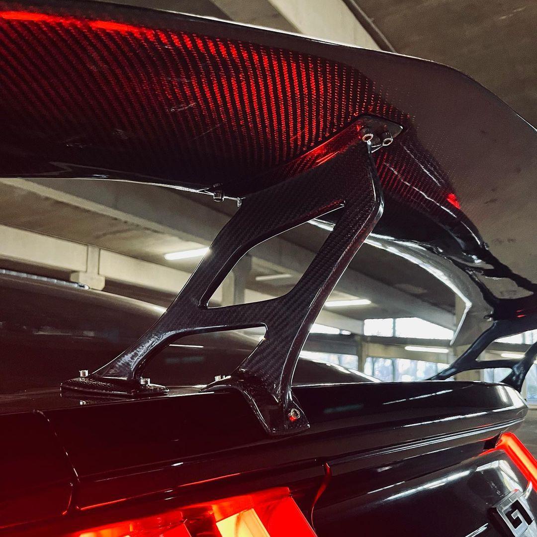 Ford Mustang GT 5.0 Mach1 Bullitt V6 3.6 Ecoboost 2.3 S550.1 S550.2 2015-2023 with Aftermarket Parts - V4 Style Rear Wing Carbon Fiber / FRP from CMST Tuning