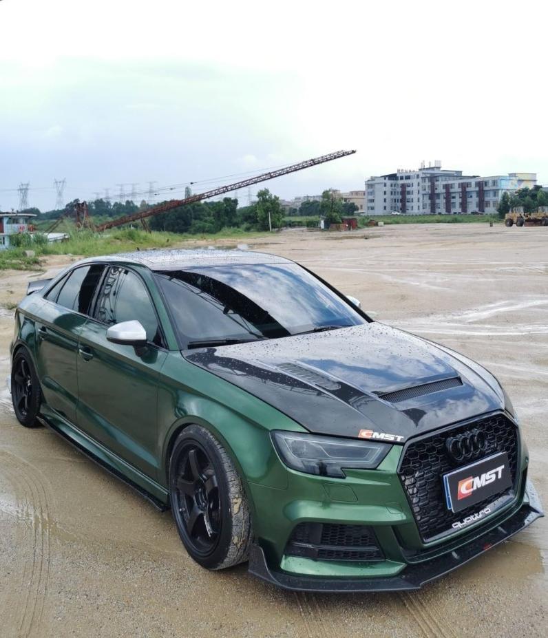 Audi RS3 S3 A3 8V/8V.5 2014 2015 2016 2017 2018 2019 2020 with Aftermarket Parts - Side Skirts Carbon Fiber from CMST Tuning