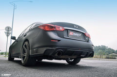 Infiniti Q50 Red Sport 400 Luxe Sensory Signature Premium Pure 2014 2015 2016 2017 2018 2019 2020 2021 2022 2023 2024 with Aftermarket Parts - Side Skirts Carbon Fiber / FRP from CMST Tuning