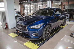Infiniti Q50 Red Sport 400 Luxe Sensory Signature Premium Pure 2014 2015 2016 2017 2018 2019 2020 2021 2022 2023 2024 with Aftermarket Parts - Side Skirts Carbon Fiber / FRP from CMST Tuning