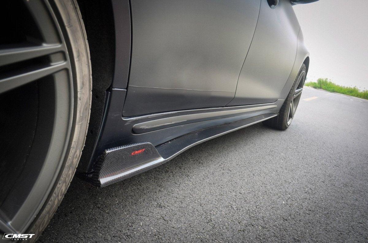 Infiniti Q50 Red Sport 400 Luxe Sensory Signature Premium Pure 2014 2015 2016 2017 2018 2019 2020 2021 2022 2023 2024 with Aftermarket Parts - Side Skirts Carbon Fiber / FRP from CMST Tuning