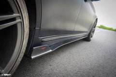 Infiniti Q50 Red Sport 400 Luxe Sensory Signature Premium Pure 2014 2015 2016 2017 2018 2019 2020 2021 2022 2023 2024 with Aftermarket Parts - Side Skirts Carbon Fiber / FRP from CMST Tuning