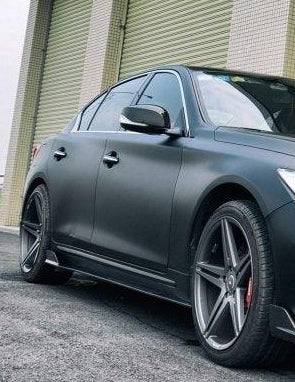 Infiniti Q50 Red Sport 400 Luxe Sensory Signature Premium Pure 2014 2015 2016 2017 2018 2019 2020 2021 2022 2023 2024 with Aftermarket Parts - Side Skirts Carbon Fiber / FRP from CMST Tuning