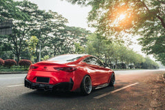 Infiniti Q60 Red Sport 400 Premium Luxe Sport Pure 2017-2022 with Aftermarket Parts - Side Skirts Carbon Fiber/FRP from CMST Tuning
