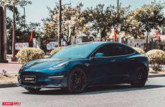 Tesla Model 3 Performance Long Range Standard Base 2017-2023 with Aftermarket Parts - V1 Style Side Skirts Carbon Fiber / FRP from CMST Tuning