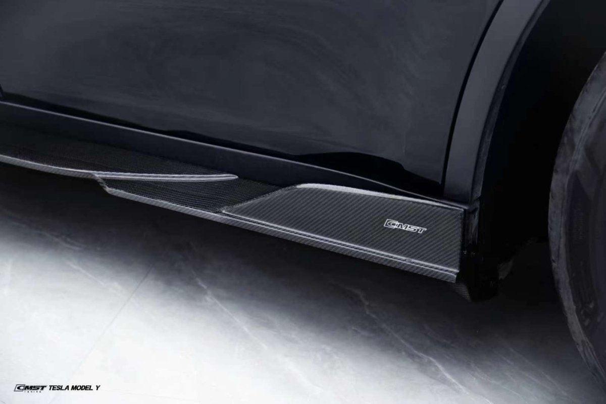 Tesla Model Y Performance AWD Long Range RWD Standard 2020-ON with Aftermarket Parts - V3 Style Side Skirts Carbon Fiber / FRP from CMST Tuning