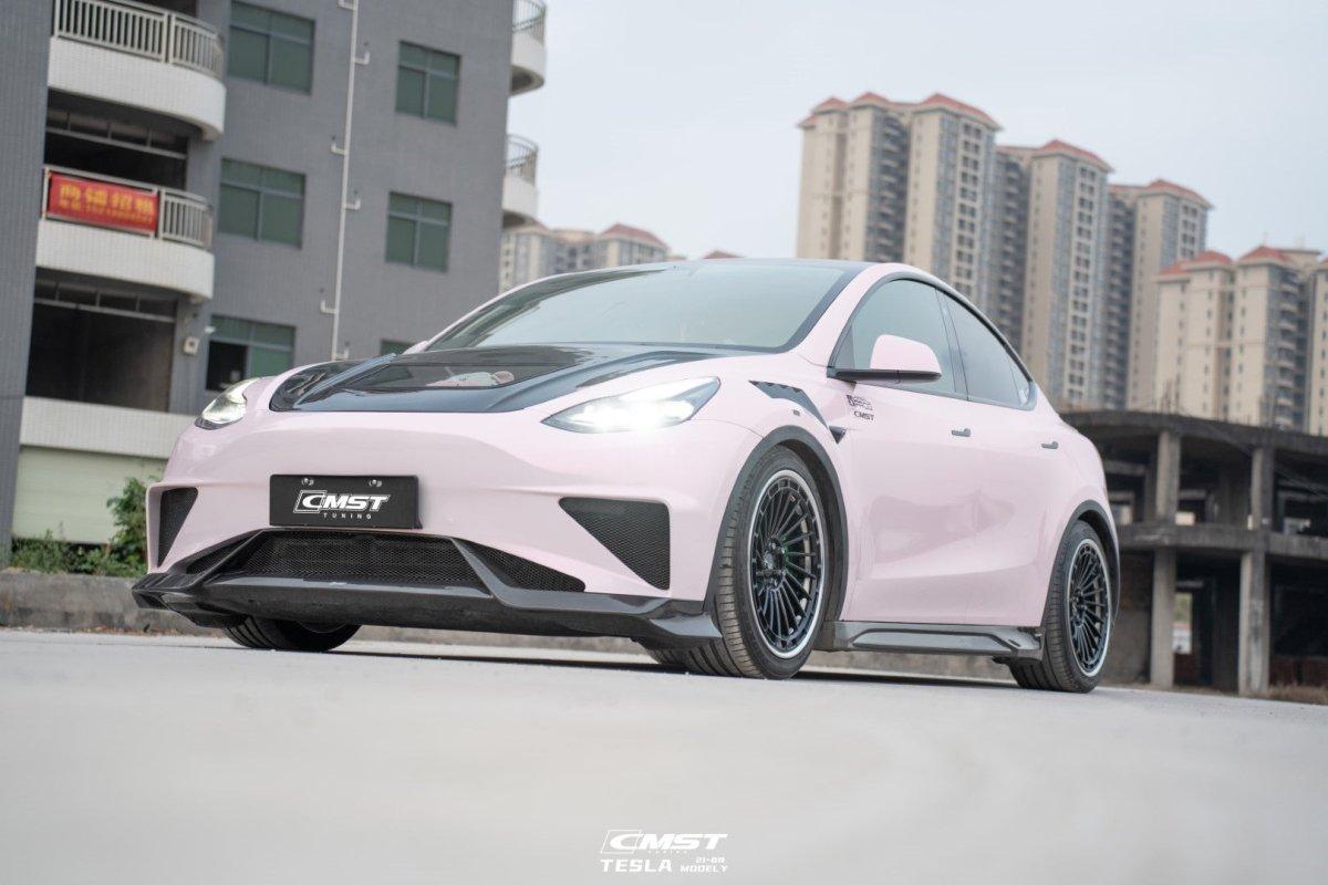 Tesla Model Y Performance AWD Long Range RWD Standard 2020-ON with Aftermarket Parts - V4 Style Side Skirts Carbon Fiber / FRP from CMST Tuning