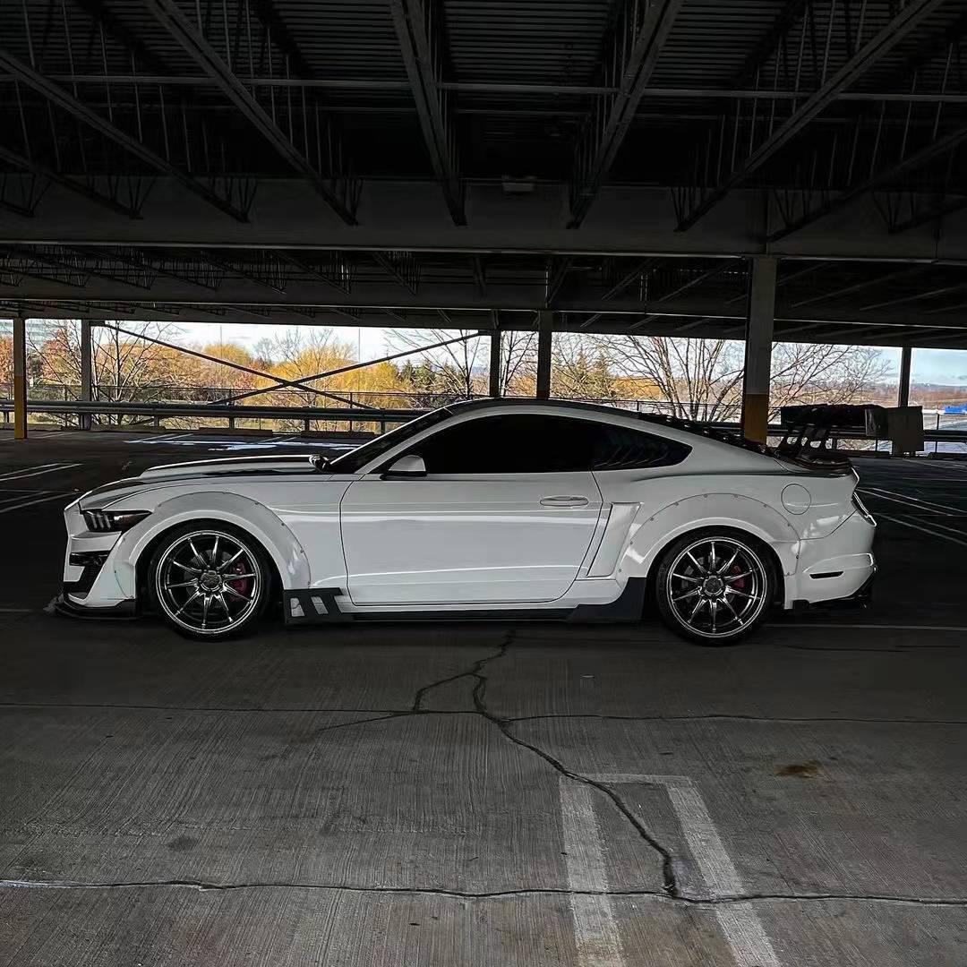 Ford Mustang GT 5.0 Mach1 Bullitt V6 3.6 Ecoboost 2.3 S550.1 S550.2 2015-2023 with Aftermarket Parts - V3 Extreme GT Style Rear Wing Carbon Fiber / FRP from CMST Tuning