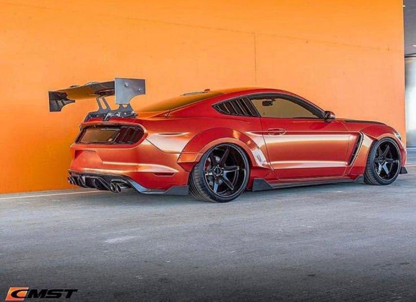 Ford Mustang GT 5.0 Mach1 Bullitt V6 3.6 Ecoboost 2.3 S550.1 S550.2 2015-2023 with Aftermarket Parts - V3 Extreme GT Style Rear Wing Carbon Fiber / FRP from CMST Tuning