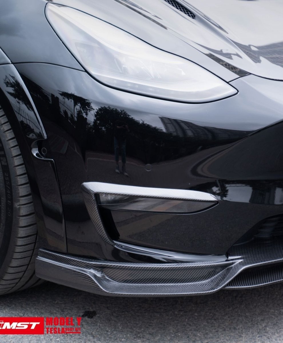 Tesla Model Y Performance AWD Long Range RWD Standard 2020-ON with Aftermarket Parts - V1 Style Upper Valences Carbon Fiber / FRP from CMST Tuning