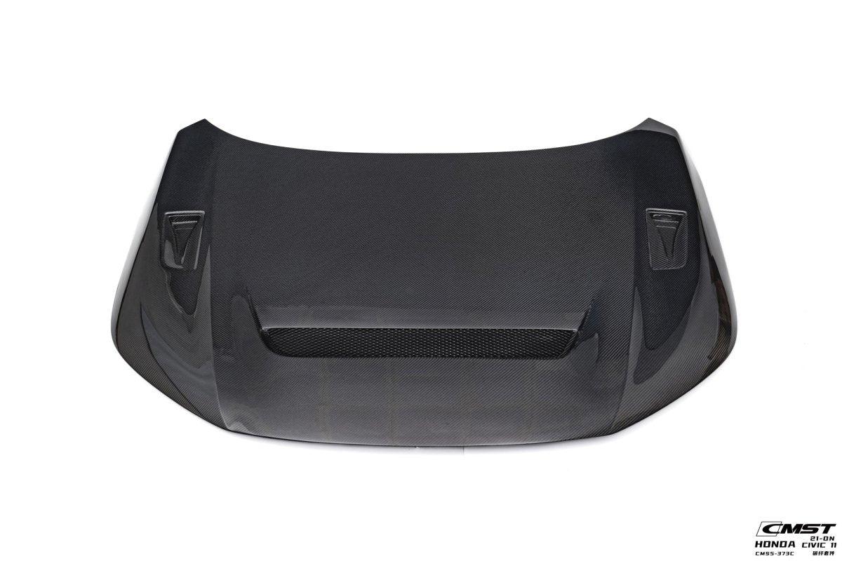 Honda Civic 11th Gen FE1 FE2 FE4 2022-ON with Aftermarket Parts - V1 Vented Style Hood Bonnet Carbon Fiber / FRP from CMST Tuning