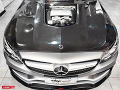 Mercedes Benz C63/C63S AMG W205 with Aftermarket Parts - Carbon Fiber FRP Hood Bonnet from CMST Tuning