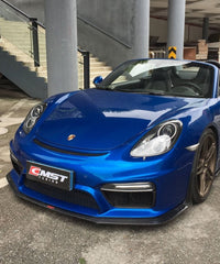 Porsche 981 Cayman & Boxster (all models, including Base / S / GTS / GT4 / Spyder) 2012 2013 2014 2015 2016 with Aftermarket Parts - GT4 Style Front Bumper & Lip Carbon Fiber / FRP from CMST Tuning