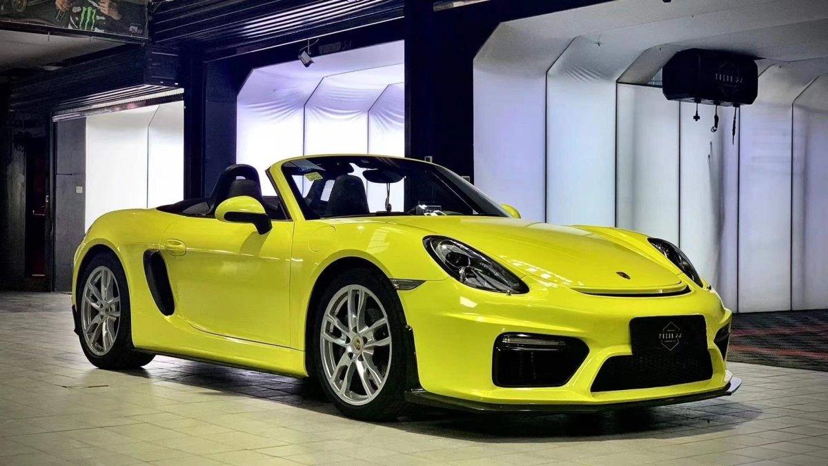 Porsche 981 Cayman & Boxster (all models, including Base / S / GTS / GT4 / Spyder) 2012 2013 2014 2015 2016 with Aftermarket Parts - GT4 Style Front Bumper & Lip Carbon Fiber / FRP from CMST Tuning