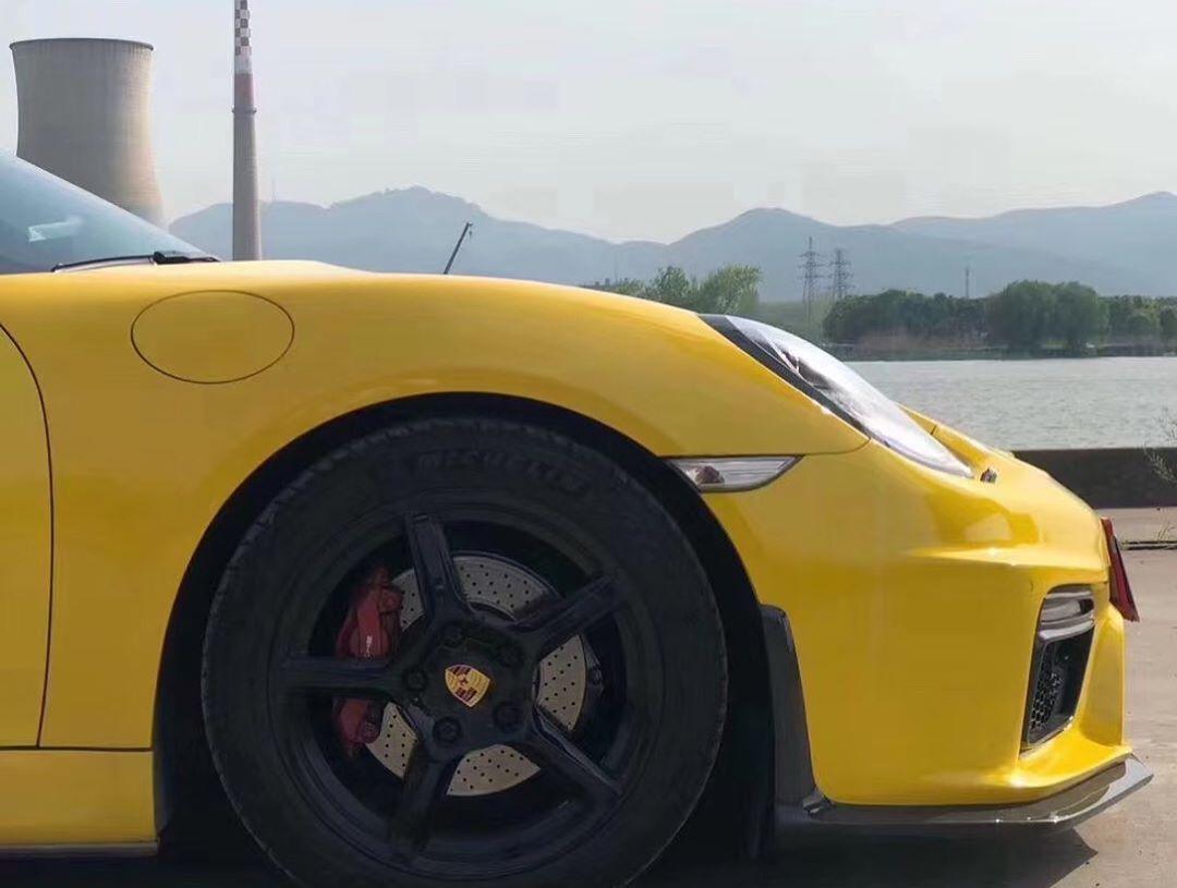 Porsche 981 Cayman & Boxster (all models, including Base / S / GTS / GT4 / Spyder) 2012 2013 2014 2015 2016 with Aftermarket Parts - GT4 Style Front Bumper & Lip Carbon Fiber / FRP from CMST Tuning