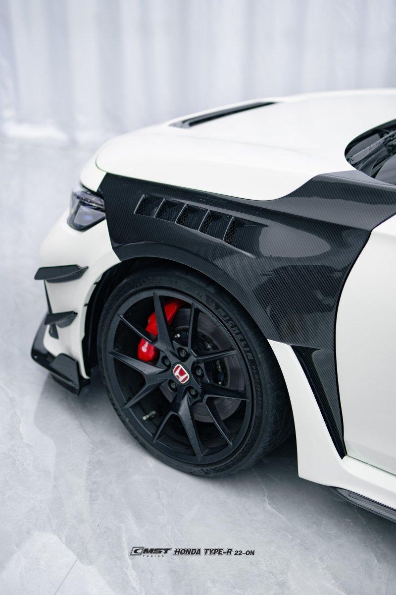Honda Civic Type-R FL5 2023-ON with Aftermarket Parts - Pre-preg Carbon Fiber/FRP Front Bumper Canards from CMST Tuning