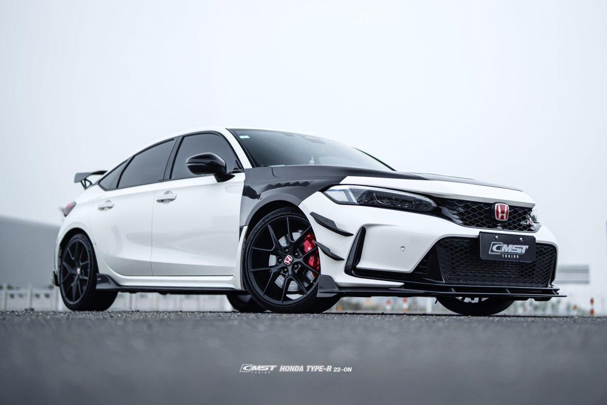 Honda Civic Type-R FL5 2023-ON with Aftermarket Parts - Pre-preg Carbon Fiber/FRP Front Bumper Canards from CMST Tuning