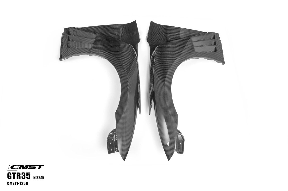 Nissan GTR Nismo T-Spec Black Edition Track Eidtion Premium Pure 2008-2023 with Aftermarket Parts - Vented Style Front Fenders Carbon Fiber / FRP from CMST Tuning
