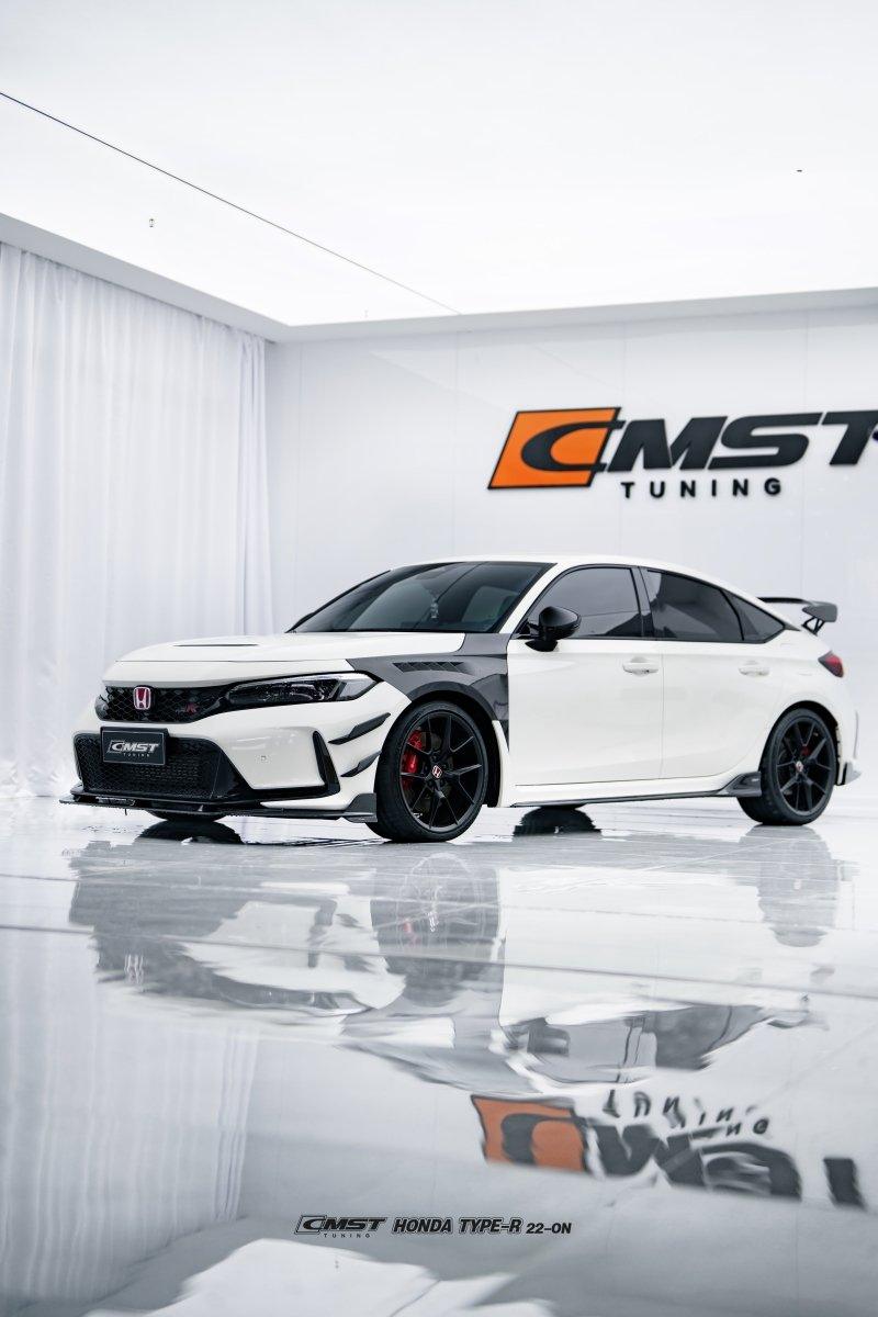 Honda Civic Type-R FL5 2023-ON with Aftermarket Parts - Pre-preg Carbon Fiber/FRP Front Lip Splitter from CMST Tuning