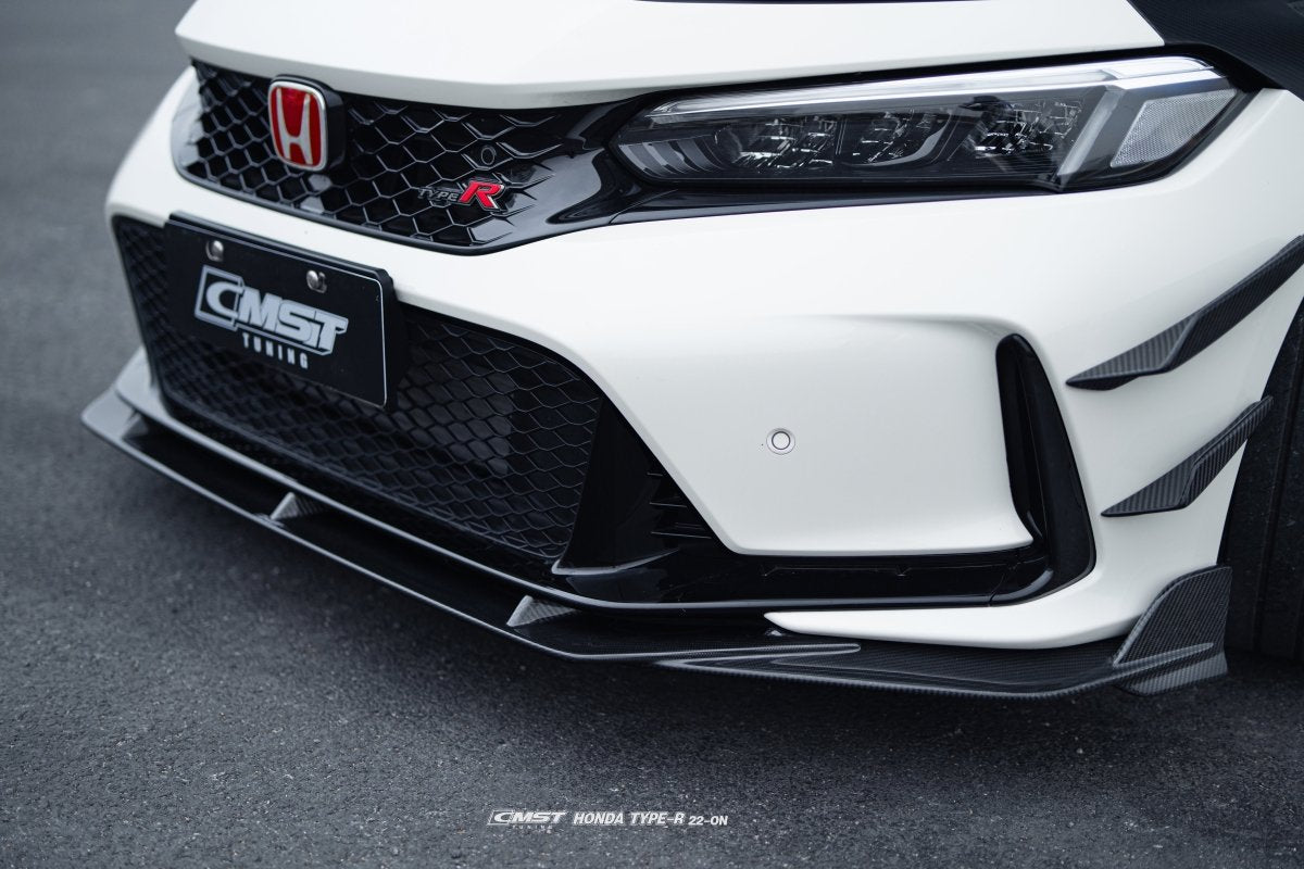 Honda Civic Type-R FL5 2023-ON with Aftermarket Parts - Pre-preg Carbon Fiber/FRP Front Lip Splitter from CMST Tuning