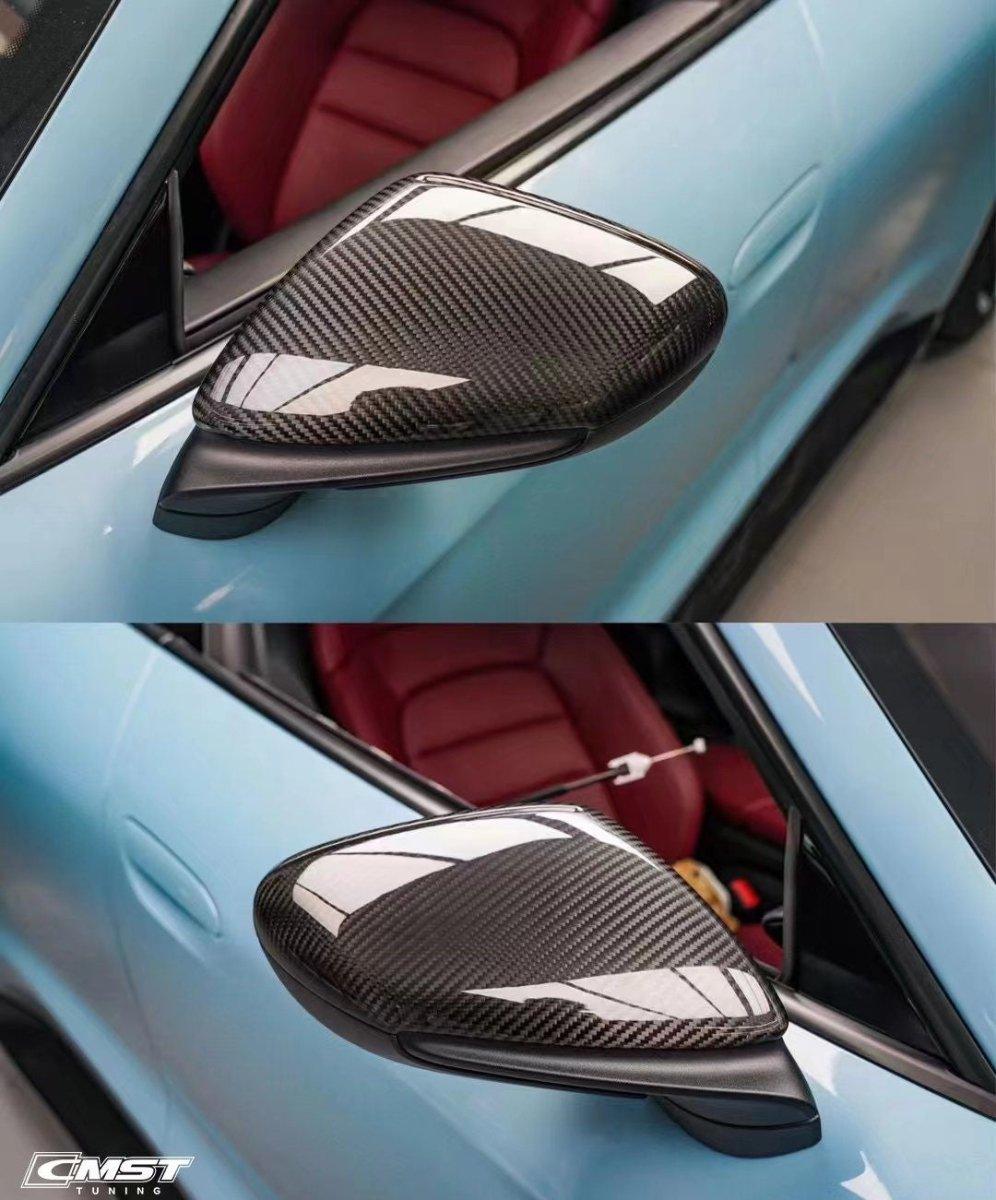 Porsche 911 992 992.1 Carerra Base/S/T/4/4S/Targa 4/ Targa 4S/GTS/Turbo/Turbo S/GT3/GT3RS 2020-2024 & 911 992 992.2 Carerra Base/S/T/4/4S/Targa 4/ Targa 4S/GTS/Turbo/Turbo S/GT3/GT3RS 2025-on & Taycan 9J1 Sedan/Cross Turismo RWD/4S/GTS/Turbo/Turbo S 2020-ON with Aftermarket Parts - OEM Style Mirror Cap Carbon Fiber / FRP from CMST Tuning