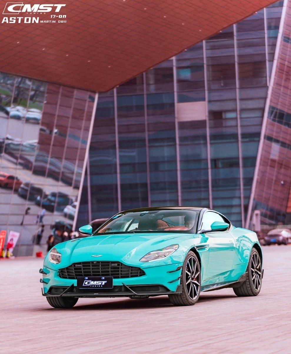 Aston Martin DB11 V8 V12 2017 2018 2019 2020 2021 2022 2023 with Aftermarket Parts - Side Skirts Pre-preg Carbon Fiber from CMST Tuning