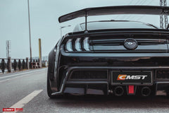 Ford Mustang GT 5.0 Mach1 Bullitt V6 3.6 Ecoboost 2.3 S550.1 S550.2 2015-2023 (exhaust exit relocation or CMST exhaust required) with Aftermarket Parts - Rear Bumper & Diffuser Carbon Fiber / FRP from CMST Tuning