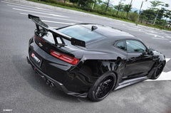 Chevrolet Camaro 6th Gen Z/28 2SS 1SS 3LT 2LT 1LT 2LS 1LS 2015-2024 & Camaro 6th Gen ZL1 2017-2024 (installation on ZL1 requires filling 6 small slits) with Aftermarket Parts - Quad Tips Style Rear Diffuser Carbon Fiber / FRP from CMST Tuning
