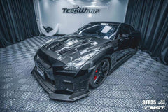 Nissan GTR Nismo Black Edition Track Eidtion Premium Base 2008-2016 (for installation on 2017-2024 vehicles, 2008-2016 hood is recommended) with Aftermarket Parts - Stage 2 Style Front Bumper & Lip (Undertray & DRL included) Carbon Fiber / FRP from CMST Tuning