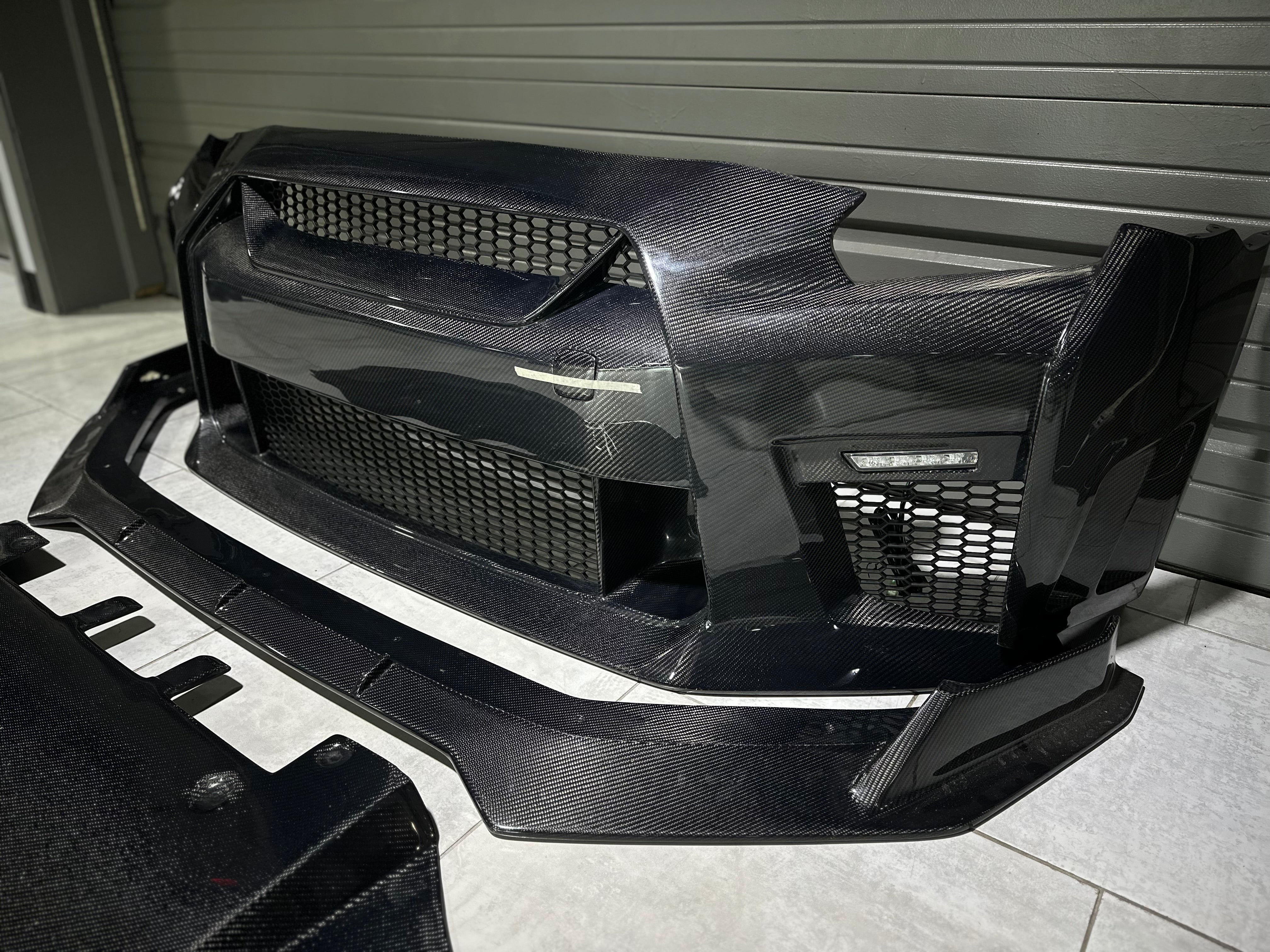 Nissan GTR Nismo Black Edition Track Eidtion Premium Base 2008-2016 (for installation on 2017-2024 vehicles, 2008-2016 hood is recommended) with Aftermarket Parts - Stage 2 Style Front Bumper & Lip (Undertray & DRL included) Carbon Fiber / FRP from CMST Tuning