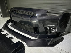 Nissan GTR Nismo Black Edition Track Eidtion Premium Base 2008-2016 (for installation on 2017-2024 vehicles, 2008-2016 hood is recommended) with Aftermarket Parts - Stage 2 Style Front Bumper & Lip (Undertray & DRL included) Carbon Fiber / FRP from CMST Tuning