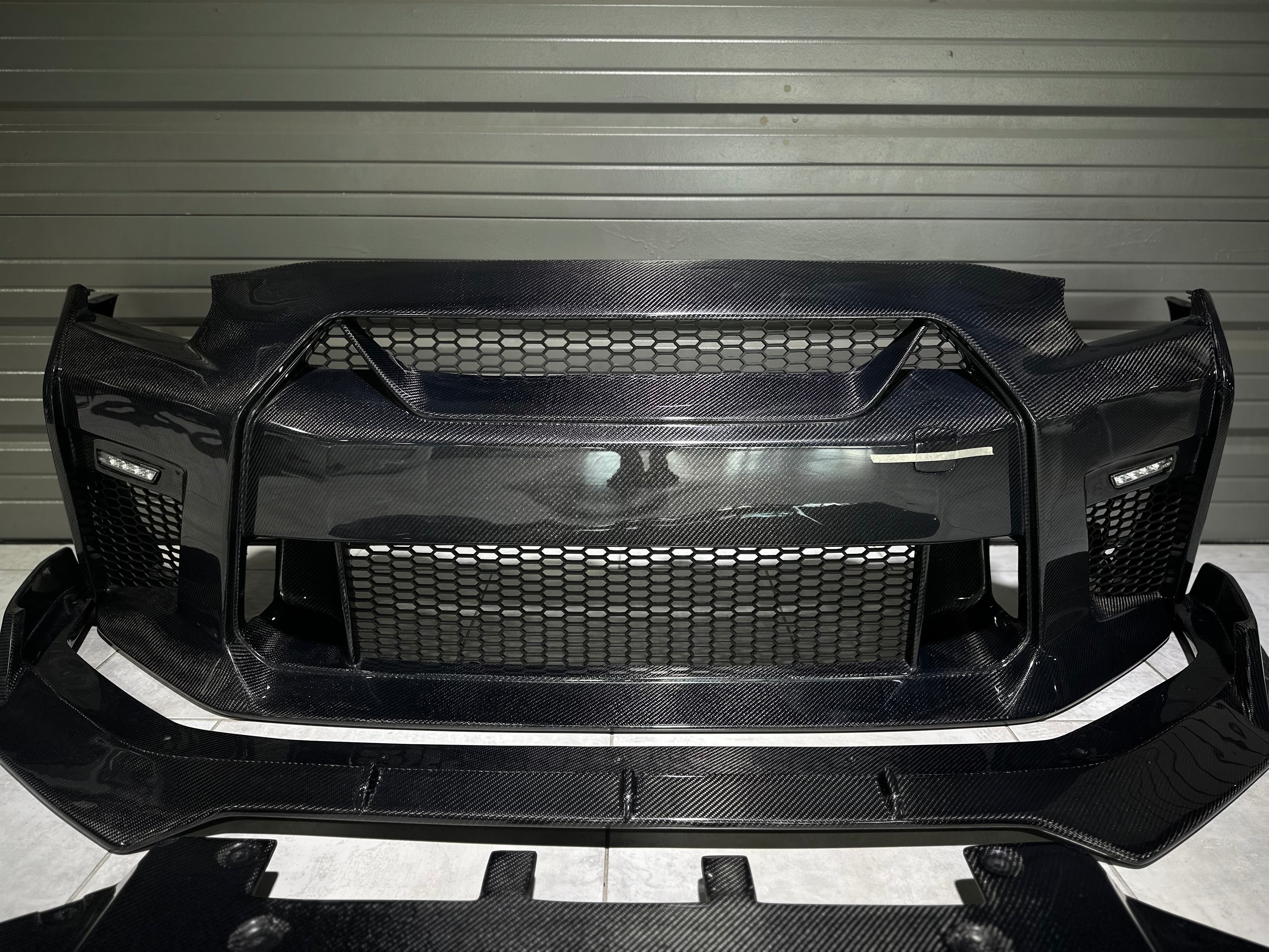 Nissan GTR Nismo Black Edition Track Eidtion Premium Base 2008-2016 (for installation on 2017-2024 vehicles, 2008-2016 hood is recommended) with Aftermarket Parts - Stage 2 Style Front Bumper & Lip (Undertray & DRL included) Carbon Fiber / FRP from CMST Tuning