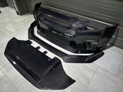 Nissan GTR Nismo Black Edition Track Eidtion Premium Base 2008-2016 (for installation on 2017-2024 vehicles, 2008-2016 hood is recommended) with Aftermarket Parts - Stage 2 Style Front Bumper & Lip (Undertray & DRL included) Carbon Fiber / FRP from CMST Tuning
