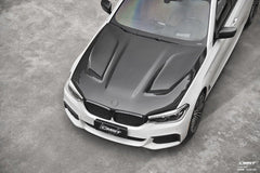 BMW 5 series M550 540 530 G30 (fits both Pre-LCI & LCI) 2017-ON & M5/M5C F90 (Fits Both Pre-LCI & LCI) 2018-ON with Aftermarket Parts - Vented V2 Style Carbon Fiber & FRP Hood Bonnet from CMST Tuning
