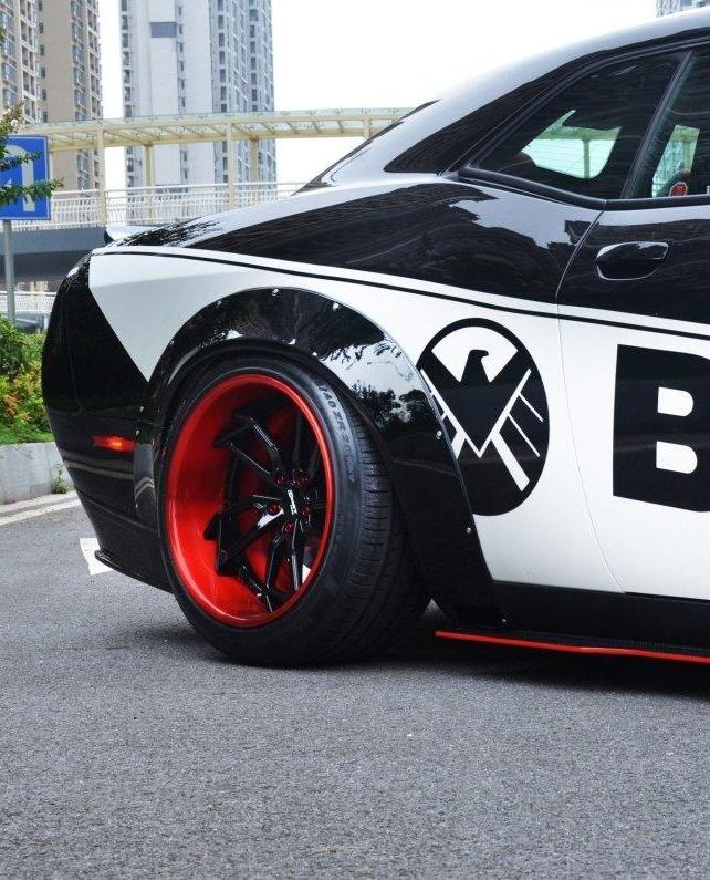 Dodge Challenger Hellcat T/A Scat Pack 392 SRT R/T SXT SE 2008-2023 with Aftermarket Parts - Widebody Wheel Arches Carbon Fiber / FRP from CMST Tuning
