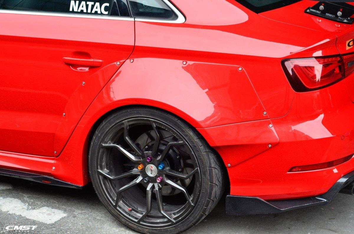 Audi RS3 S3 A3 8V/8V.5 2014 2015 2016 2017 2018 2019 2020 with Aftermarket Parts - Widebody Wheel Arches Carbon Fiber / FRP from CMST Tuning
