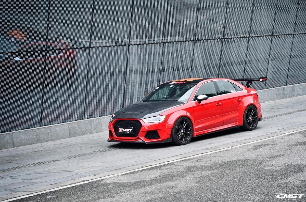 Audi RS3 S3 A3 8V/8V.5 2014 2015 2016 2017 2018 2019 2020 with Aftermarket Parts - Widebody Wheel Arches Carbon Fiber / FRP from CMST Tuning
