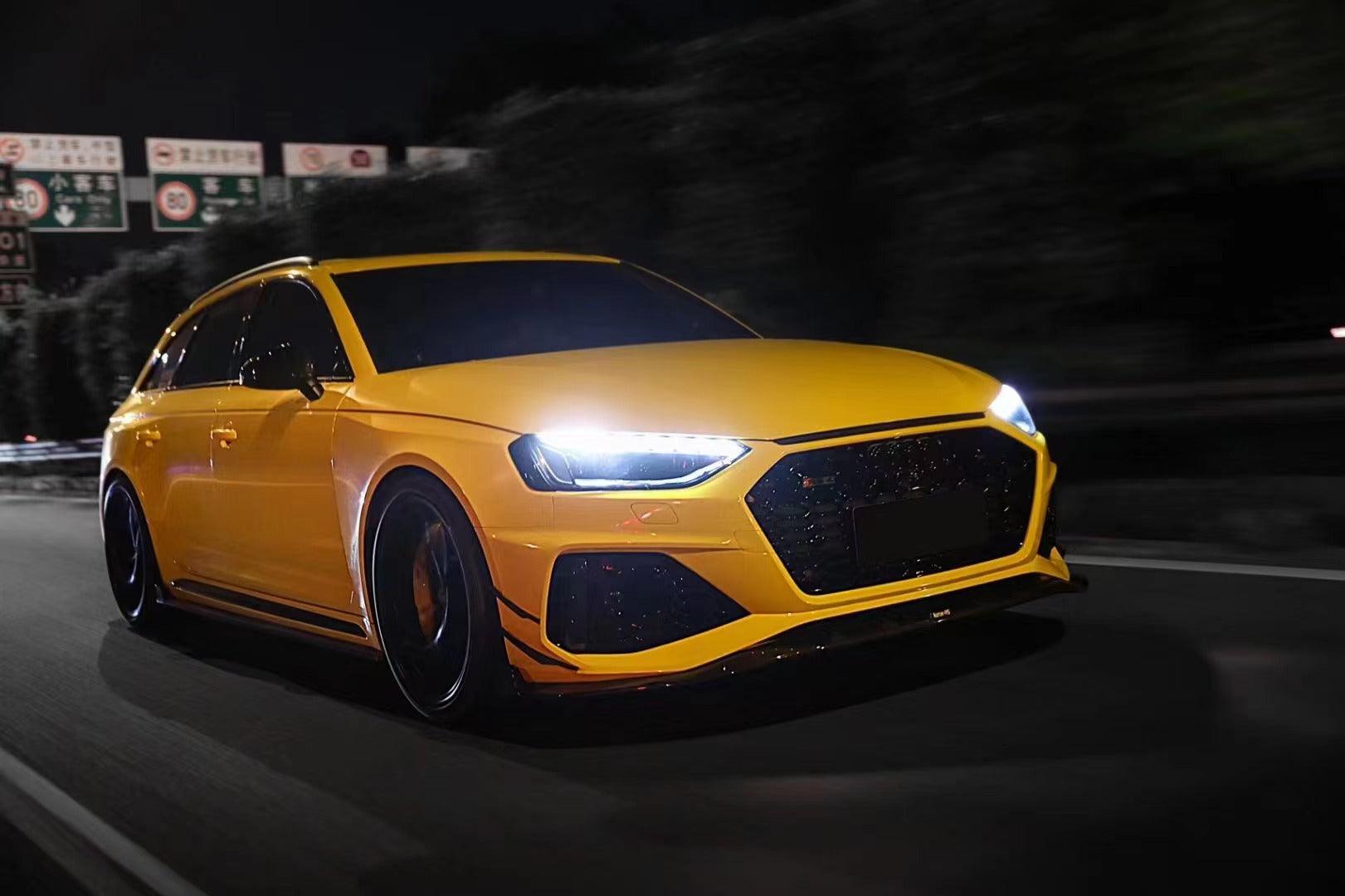 Audi RS4 B9.5 2020 2021 2022 2023 2024 with Aftermarket Parts - Front Canards Pre-preg Carbon Fiber from Karbel Carbon