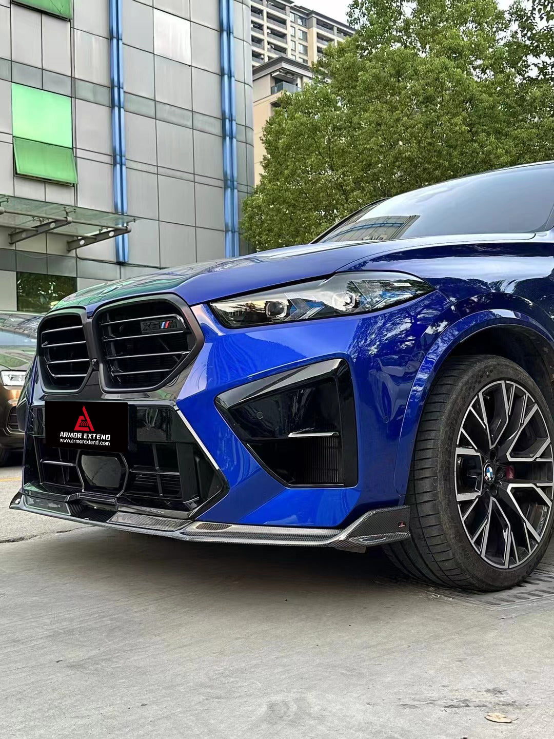BMW X5M X5MC F95 & X6M X6MC F96 2024-ON (LCI) With Aftermarket Parts - AE Style Front Lip Carbon Fiber?from ArmorExtend