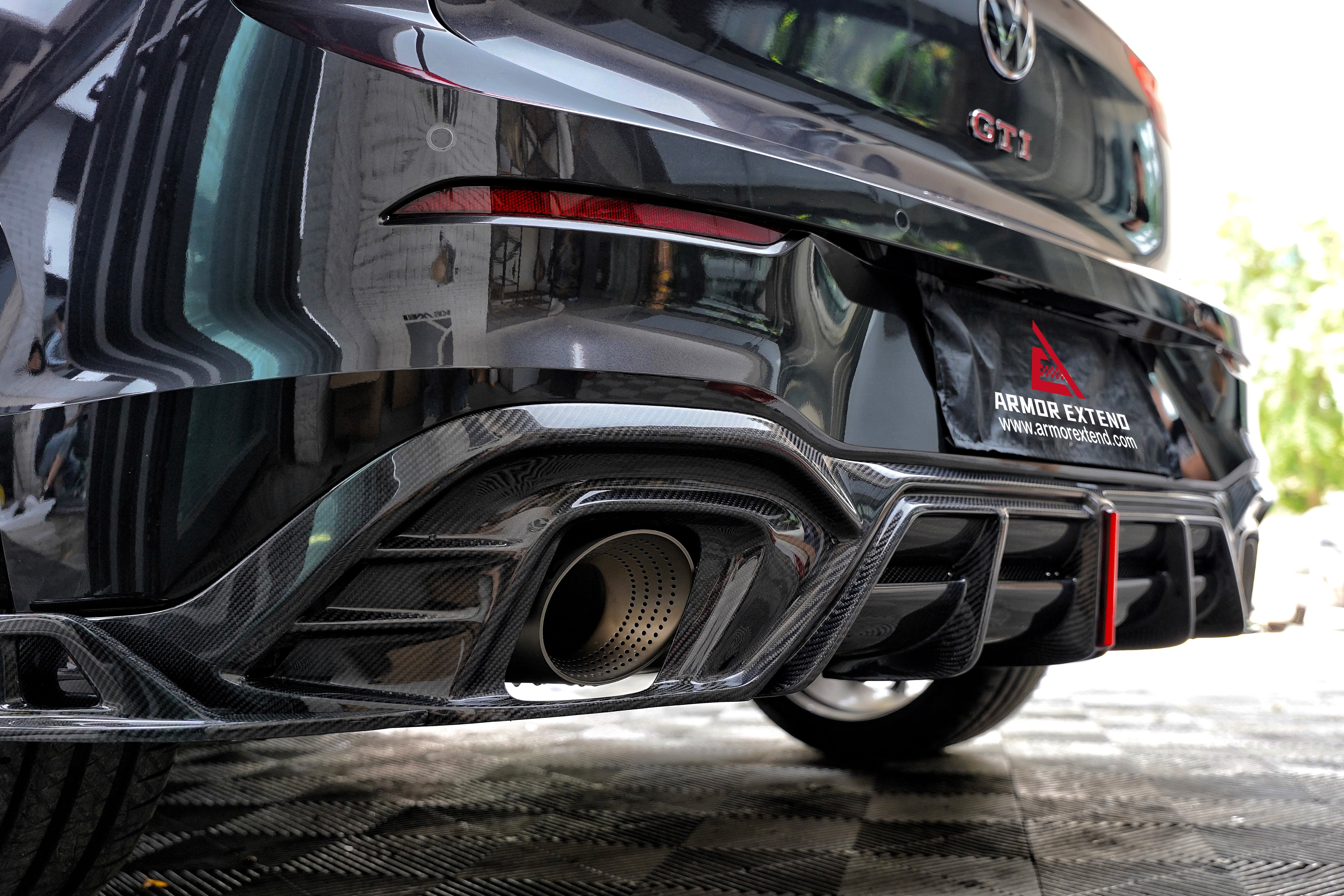 Volkswagen GTI & R-line MK8 2022 2023 2024 with Aftermarket Parts - AE Rear Diffuser?Carbon Fiber?from?ArmorExtend