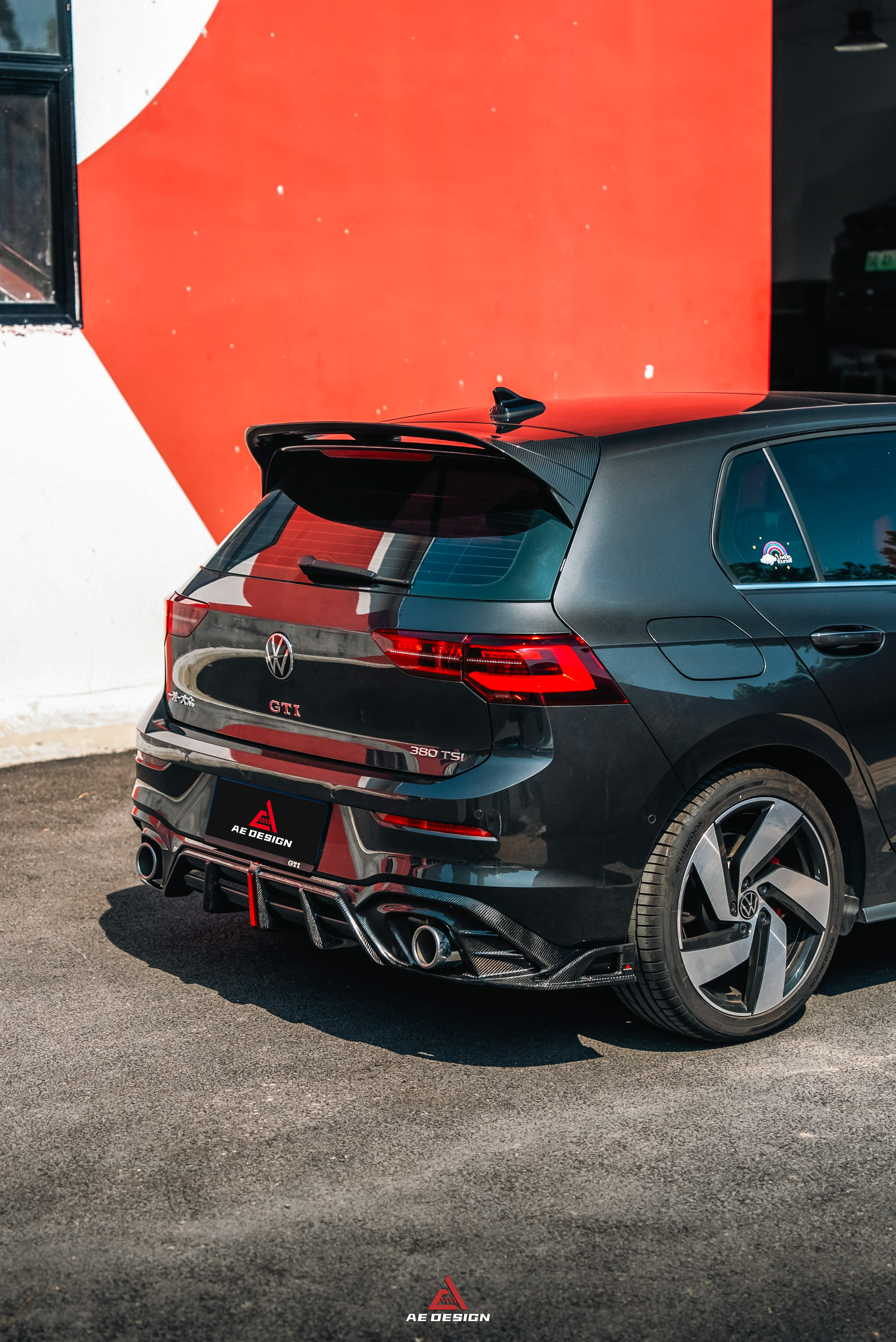 Volkswagen GTI & R-line MK8 2020 2021 2022 2023 2024 with Aftermarket Parts - AE Style Rear Roof Spoiler Carbon Fiber from?ArmorExtend